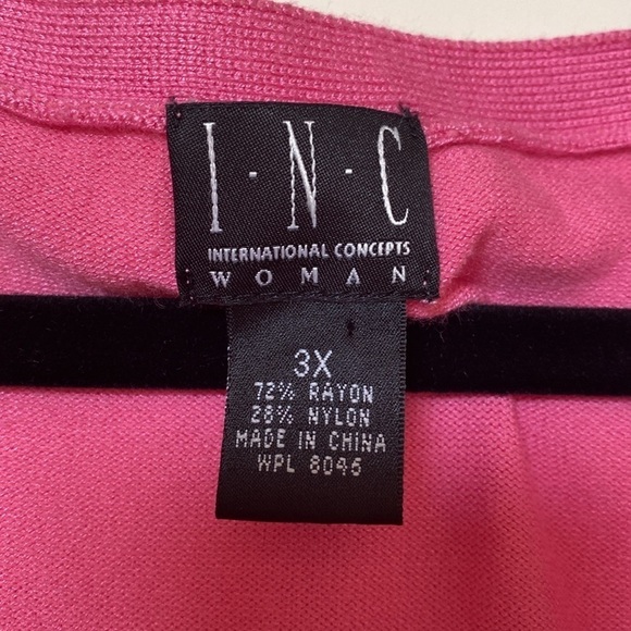 INC Pink Sweater Womens cap sleeve V neck plus Sz 3X Summer lightweight Barbie - Picture 6 of 10
